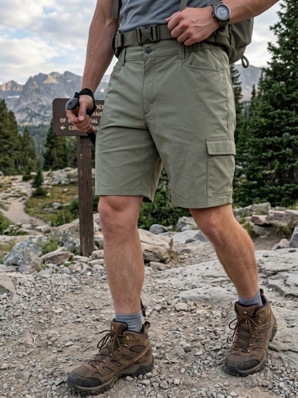 Wrangler ATG Men 38 Green All Terrain Gear Performance Cargo Hiking Shorts